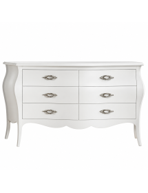 COMÒ BOMBATO CLASSICO 6 CASSETTI SHABBY BIANCO OPACO 162X58X85