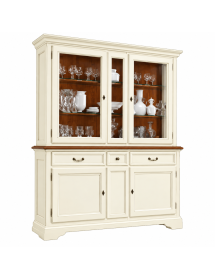 Cristalliera Shabby Chic 4 Ante 3 Cassetti Panna e Noce 180x50x220 frontale
