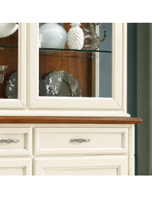 Cristalliera Shabby Chic 4 Ante 3 Cassetti Panna e Noce 180x50x220