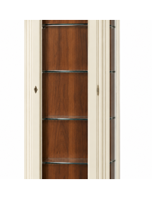 Vetrina Legno 1 Anta Vetro Panna e Noce Shabby Chic 74x43 H215 cm