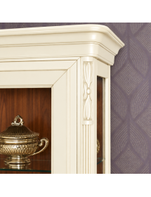 Vetrina Legno 1 Anta Vetro Panna e Noce Shabby Chic 74x43 H215 cm