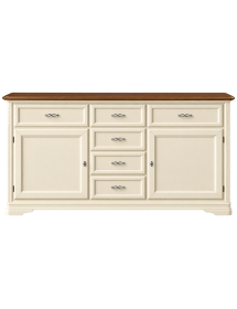 Madia credenza legno shabby chic 2 porte panna e noce 200x51x105 vista frontale