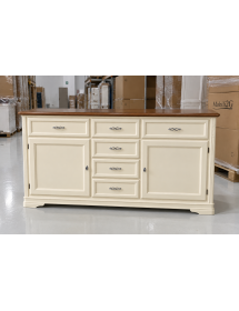 Madia credenza legno shabby chic 2 porte panna e noce 200x51x105