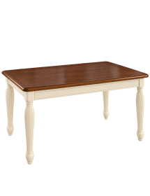 Tavolo shabby chic legno allungabile gamba tornita panna e noce 160x100x80