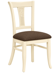Sedia da Pranzo Shabby Chic Legno Massello Intagliato Panna Seduta Imbottita 44x53x93