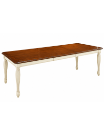 Tavolo shabby chic legno allungabile gamba tornita panna e noce 160x100x80