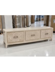 Parete Attrezzata Classica in Legno Massello con Colonne e Decoro Foglia