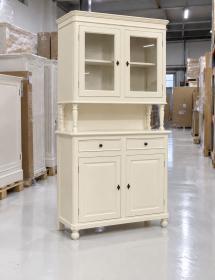 Cristalliera 2 porte shabby legno shabby avorio 104X43X208