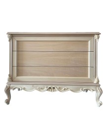 Cassettiera Barocco 3 Cassetti Bianca e Oro 120x47x90 | Comò Classico