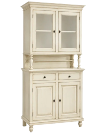 Cristalliera Shabby Chic in Legno Bianco anticato 104x43x208 cm | Vetrina Credenza vista frontale