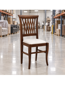 Sedia legno classica noce imbottita stoffa  44x46x96