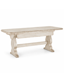 Tavolo Fratino Allungabile In Legno pino bianco anticato 180x90x80 vista frontale
