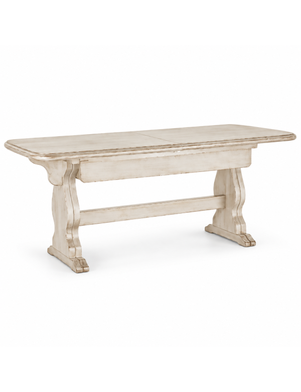 Tavolo Fratino Allungabile In Legno pino bianco anticato 180x90x80 vista frontale