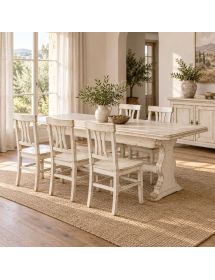 Tavolo Fratino Allungabile In Legno pino bianco anticato 180x90x80