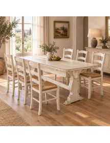 Tavolo Fratino Allungabile In Legno pino bianco anticato 180x90x80