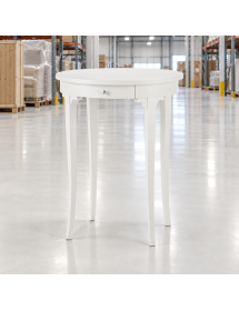 Tavolino ovale bianco fumo classico laccato bianco 57x47x71