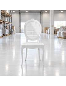 Sedia classica ovalina paglia di vienna legno bianco 49x55x104