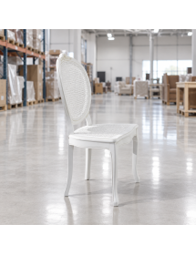 Sedia classica ovalina paglia di vienna legno bianco 49x55x104