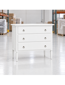 Trittico Camera da Letto Arte Povera Bianco Opaco: Comò 4 Cassetti e 2 Comodini in Legno