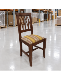 Set 2 sedie legno classico noce imbottita tessuto vari colori 43x45x91