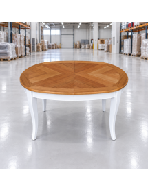 Tavolo ovale allungabile Classico Legno Intarsio shabby bicolore 11...