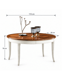 Tavolo ovale allungabile Classico Legno Intarsio shabby bicolore 11...