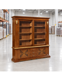 CRISTALLIERA IN LEGNO 2 PORTE SCORREVOLI ARTE POVERA CILIEGIO/FOGLIA ORO 212X45X220