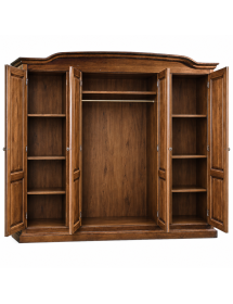 ARMADIO CLASSICO 4 PORTE SAGOMATO IN LEGNO TINTA NOCE 205x55x197