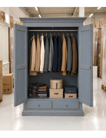 Armadio 2 porte legno shabby azzurro anticato 125X61X200