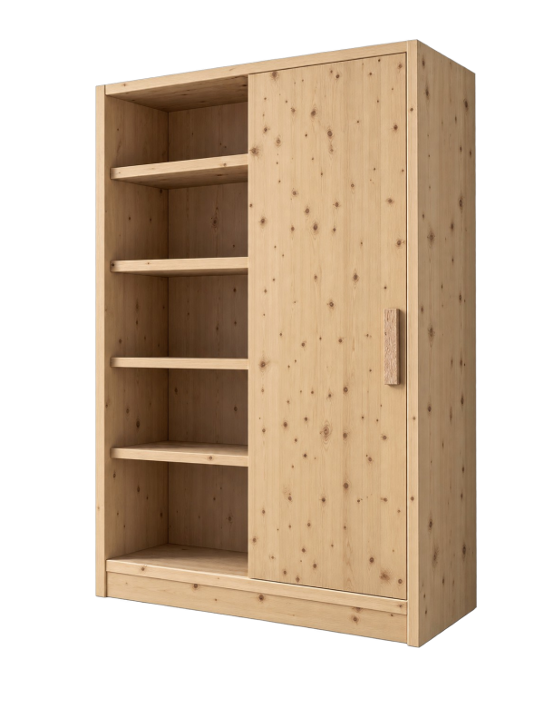 ARMADIO CORTINA 1 ANTA SCORREVOLE LEGNO MASSELLO DI ABETE 125X55X220
