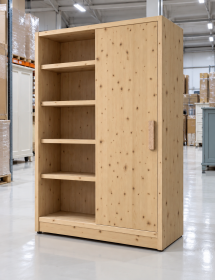 ARMADIO CORTINA 1 ANTA SCORREVOLE LEGNO MASSELLO DI ABETE 125X55X220
