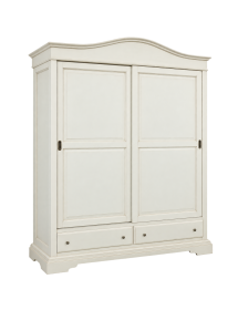 Armadio 2 ante scorrevoli legno shabby bianco anticato 180X67X225 vista frontale