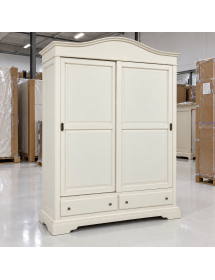 Armadio 2 ante scorrevoli legno shabby bianco anticato 180X67X225