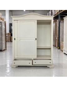 Armadio 2 ante scorrevoli legno shabby bianco anticato 180X67X225