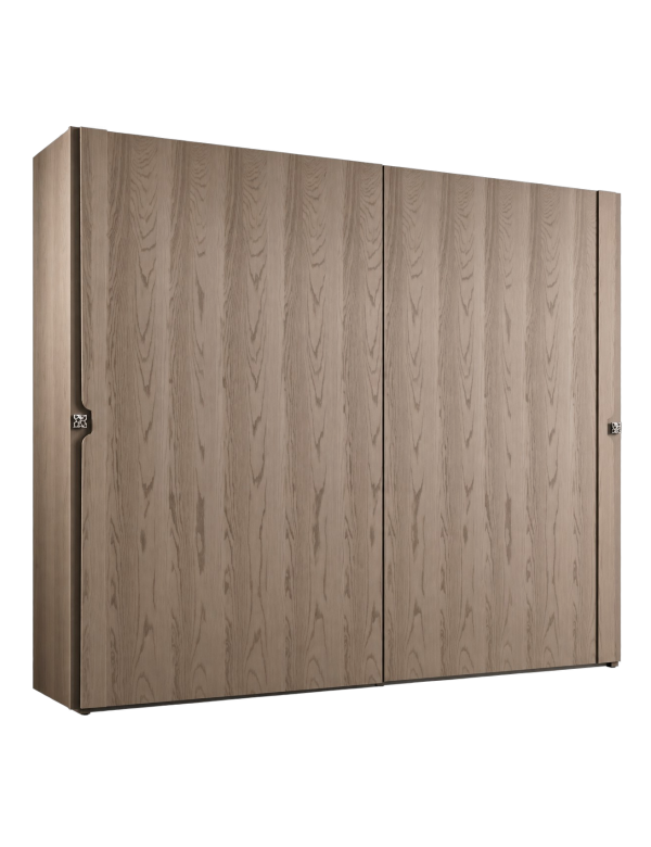 ARMADIO 2 PORTE SCORREVOLI MODERNO IN LEGNO FRASSINO GRIGIO 285x66x253 vista frontale