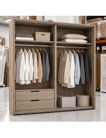 ARMADIO 2 PORTE SCORREVOLI MODERNO IN LEGNO FRASSINO GRIGIO 285x66x253