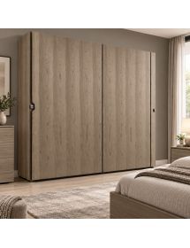 ARMADIO 2 PORTE SCORREVOLI MODERNO IN LEGNO FRASSINO GRIGIO 285x66x253