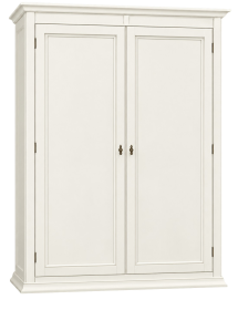 Armadio Shabby Chic Bianco 2 Porte in Legno con Cassetti Interni - 152x62x219 cm