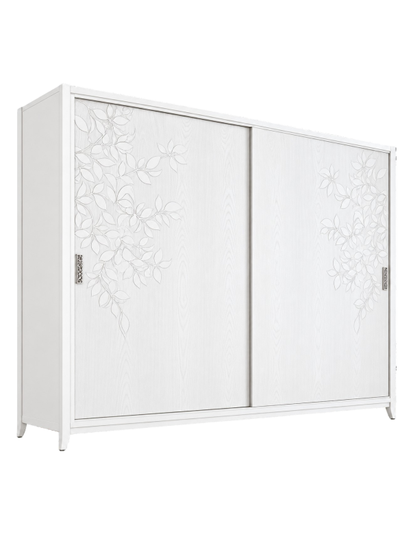 ARMADIO 2 ANTE SCORREVOLI IN LEGNO CON DECORO FOGLIA VARI COLORI L.280 P.64 H.250