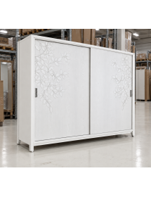 ARMADIO 2 ANTE SCORREVOLI IN LEGNO CON DECORO FOGLIA VARI COLORI L.280 P.64 H.250