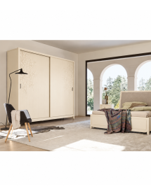 ARMADIO 2 ANTE SCORREVOLI IN LEGNO CON DECORO FOGLIA VARI COLORI L.280 P.64 H.250