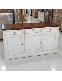 Madia Credenza Shabby chic bicolore in legno 3 porte l.156 p.42 h.85