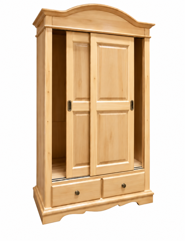 Armadio Arte Povera 2 Ante Scorrevoli Legno Naturale 122x60x200