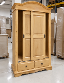Armadio Arte Povera 2 Ante Scorrevoli Legno Naturale 122x60x200