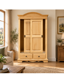 Armadio Arte Povera 2 Ante Scorrevoli Legno Naturale 122x60x200