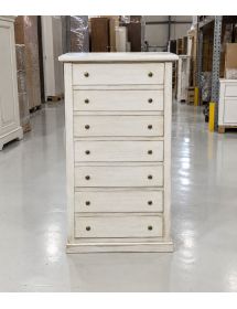 Cassettiera 7 cassetti in legno shabby bianco anticato 70x40X120