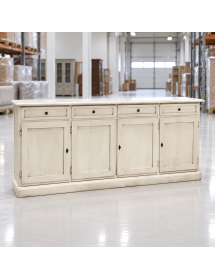 Credenza shabby chic bianco invecchiato 4 porte 205 cm