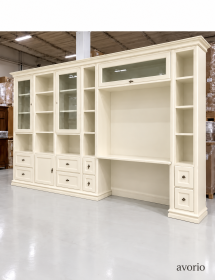PARETE LIBRERIA STUDIO CLASSICA IN LEGNO SHABBY VARI COLORI 370X57X224
