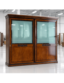ARMADIO 2 PORTE VETRO SCORREVOLI ARTE POVERA IN LEGNO TINTA NOCE 290x67x247