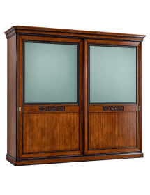 ARMADIO 2 PORTE VETRO SCORREVOLI ARTE POVERA IN LEGNO TINTA NOCE 290x67x247 vista frontale